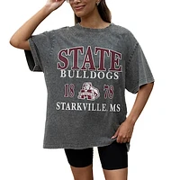 Women's Gameday Couture Grey Mississippi State Bulldogs Oversized Snow Wash T-Shirt
