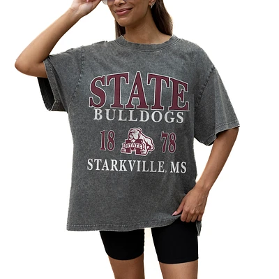 Women's Gameday Couture Grey Mississippi State Bulldogs Oversized Snow Wash T-Shirt