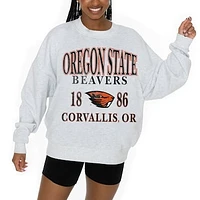 Women's Gameday Couture Ash Oregon State Beavers Premium Fleece Pullover Sweatshirt