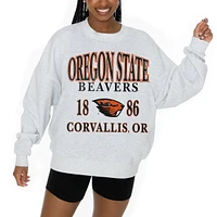 Women's Gameday Couture Ash Oregon State Beavers Premium Fleece Pullover Sweatshirt