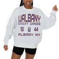 Women's Gameday Couture Ash UAlbany Great Danes Premium Fleece Pullover Sweatshirt