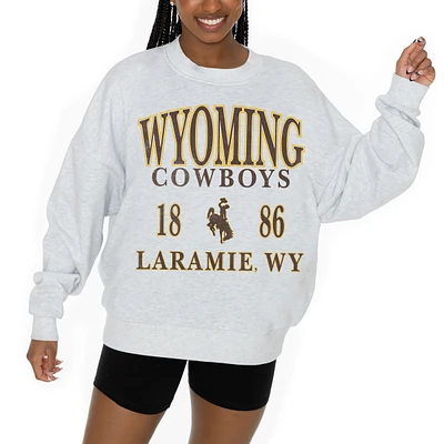 Women's Gameday Couture Ash Wyoming Cowboys Premium Fleece Pullover Sweatshirt