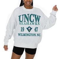 Women's Gameday Couture Ash UNC Wilmington Seahawks Premium Fleece Pullover Sweatshirt