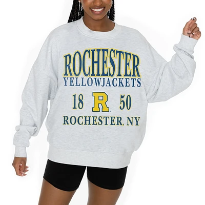 Women's Gameday Couture Ash Rochester Yellow Jackets Premium Fleece Pullover Sweatshirt