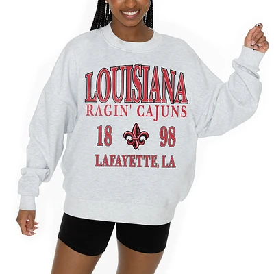 Women's Gameday Couture Ash Louisiana Ragin' Cajuns Premium Fleece Pullover Sweatshirt