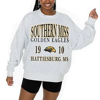 Women's Gameday Couture Ash Southern Miss Golden Eagles Premium Fleece Pullover Sweatshirt