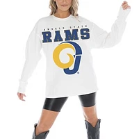 Women's Gameday Couture White Angelo State Rams Big Goals Oversized Long Sleeve T-Shirt