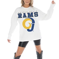 Women's Gameday Couture White Angelo State Rams Big Goals Oversized Long Sleeve T-Shirt