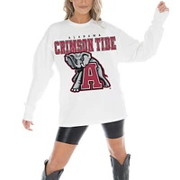 Women's Gameday Couture White Alabama Crimson Tide Big Goals Oversized Long Sleeve T-Shirt
