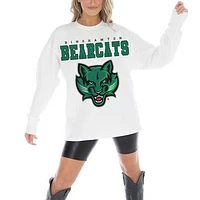 Women's Gameday Couture White Binghamton Bearcats Big Goals Oversized Long Sleeve T-Shirt