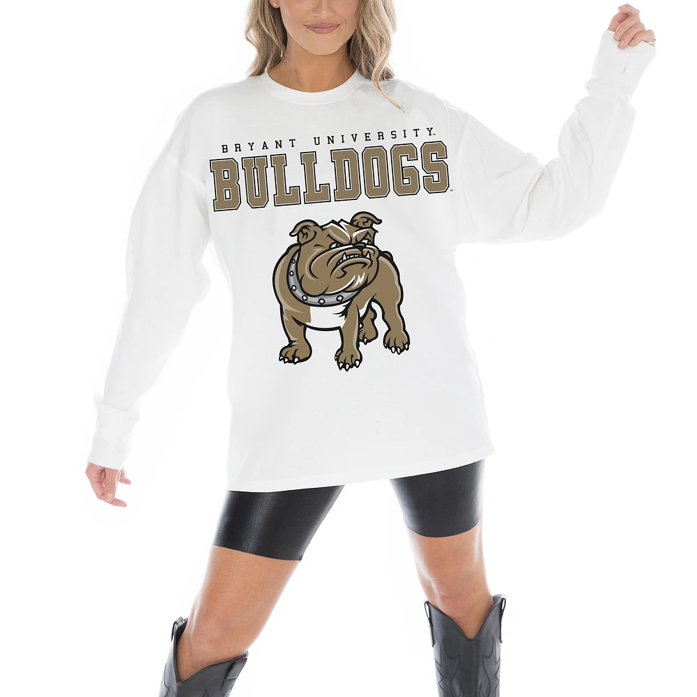 Women's Gameday Couture White Bryant Bulldogs Big Goals Oversized Long Sleeve T-Shirt
