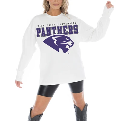 Women's Gameday Couture White High Point Panthers Big Goals Oversized Long Sleeve T-Shirt