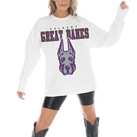 Women's Gameday Couture White UAlbany Great Danes Big Goals Oversized Long Sleeve T-Shirt