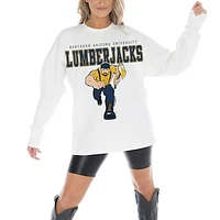Women's Gameday Couture White Northern Arizona Lumberjacks Big Goals Oversized Long Sleeve T-Shirt