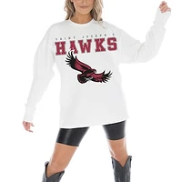 Women's Gameday Couture White Saint Joseph's Hawks Big Goals Oversized Long Sleeve T-Shirt