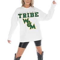 Women's Gameday Couture White William & Mary Tribe Big Goals Oversized Long Sleeve T-Shirt