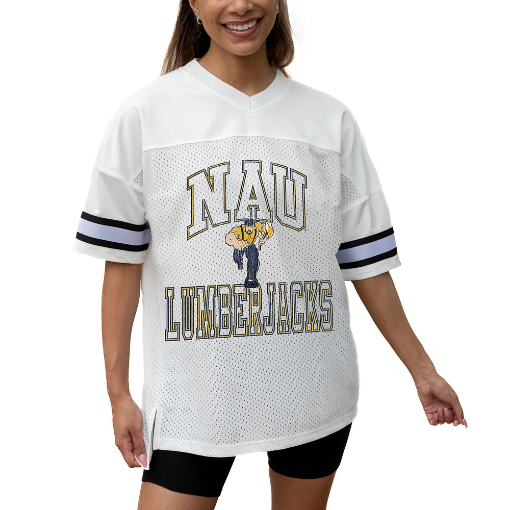 Women's Gameday Couture White Northern Arizona Lumberjacks Iconic Oversized Fashion Jersey