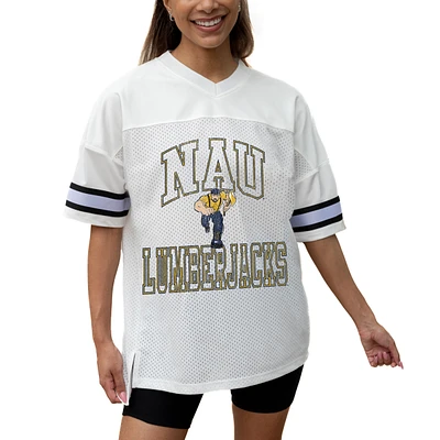 Women's Gameday Couture White Northern Arizona Lumberjacks Iconic Oversized Fashion Jersey