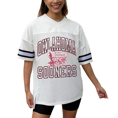 Women's Gameday Couture White Oklahoma Sooners Iconic Oversized Fashion Jersey