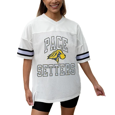 Women's Gameday Couture White Pace University Setters Iconic Oversized Fashion Jersey