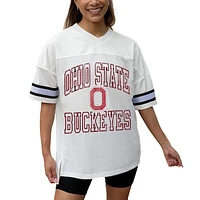 Women's Gameday Couture White Ohio State Buckeyes Iconic Oversized Fashion Jersey