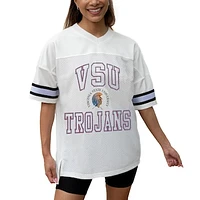 Women's Gameday Couture White Virginia State Trojans Iconic Oversized Fashion Jersey