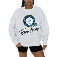 Women's Gameday Couture Ash Delaware Fightin' Blue Hens Premium Fleece Pullover Sweatshirt