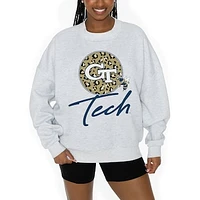 Women's Gameday Couture Ash Georgia Tech Yellow Jackets Premium Fleece Pullover Sweatshirt