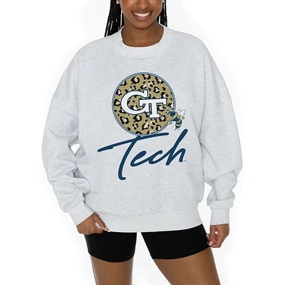Women's Gameday Couture Ash Georgia Tech Yellow Jackets Premium Fleece Pullover Sweatshirt