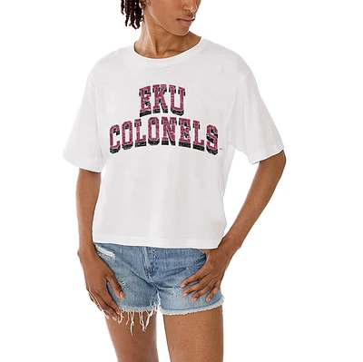 Women's Gameday Couture White Eastern Kentucky Colonels Claim To Fame Boxy Cropped T-Shirt