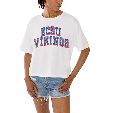 Women's Gameday Couture White Elizabeth City State University Vikings Claim To Fame Boxy Cropped T-Shirt