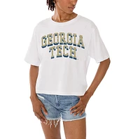 Women's Gameday Couture White Georgia Tech Yellow Jackets Claim To Fame Boxy Cropped T-Shirt