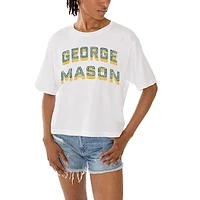 Women's Gameday Couture White George Mason Patriots Claim To Fame Boxy Cropped T-Shirt