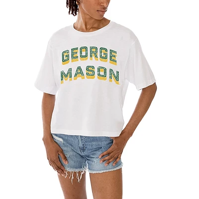 Women's Gameday Couture White George Mason Patriots Claim To Fame Boxy Cropped T-Shirt
