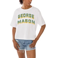 Women's Gameday Couture White George Mason Patriots Claim To Fame Boxy Cropped T-Shirt