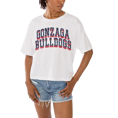 Women's Gameday Couture White Gonzaga Bulldogs Claim To Fame Boxy Cropped T-Shirt