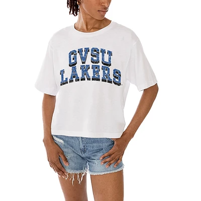 Women's Gameday Couture White Grand Valley State Lakers Claim To Fame Boxy Cropped T-Shirt