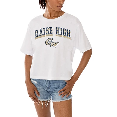 Women's Gameday Couture White George Washington University Claim To Fame Boxy Cropped T-Shirt