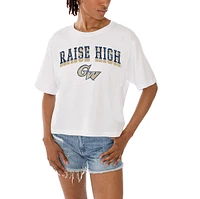 Women's Gameday Couture White George Washington University Claim To Fame Boxy Cropped T-Shirt