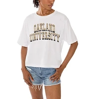 Women's Gameday Couture White Oakland Golden Grizzlies Claim To Fame Boxy Cropped T-Shirt