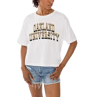 Women's Gameday Couture White Oakland Golden Grizzlies Claim To Fame Boxy Cropped T-Shirt