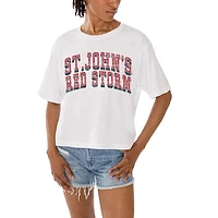 Women's Gameday Couture White St. John's Red Storm Claim To Fame Boxy Cropped T-Shirt