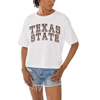 Women's Gameday Couture White Texas State Bobcats Claim To Fame Boxy Cropped T-Shirt