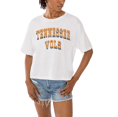 Women's Gameday Couture White Tennessee Volunteers Claim To Fame Boxy Cropped T-Shirt