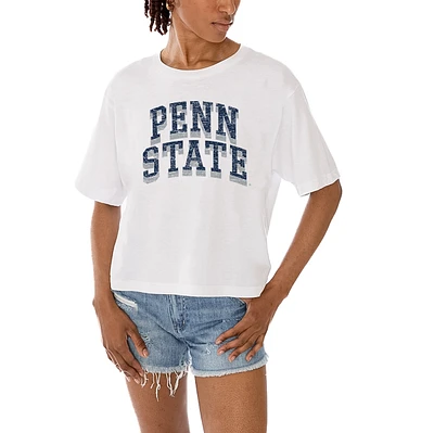 Women's Gameday Couture White Penn State Nittany Lions Claim To Fame Boxy Cropped T-Shirt