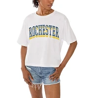 Women's Gameday Couture White Rochester Yellow Jackets Claim To Fame Boxy Cropped T-Shirt