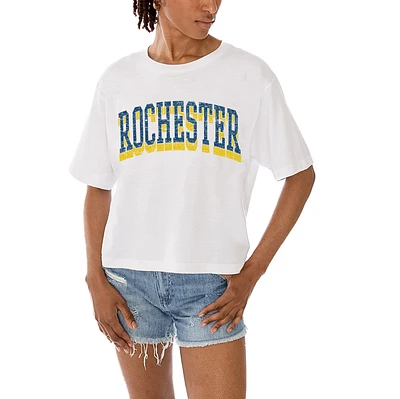 Women's Gameday Couture White Rochester Yellow Jackets Claim To Fame Boxy Cropped T-Shirt