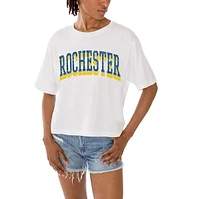 Women's Gameday Couture White Rochester Yellow Jackets Claim To Fame Boxy Cropped T-Shirt