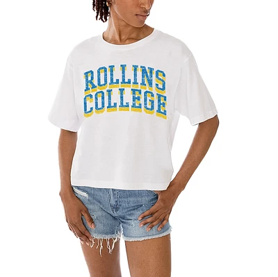 Women's Gameday Couture White Rollins College Tars Claim To Fame Boxy Cropped T-Shirt