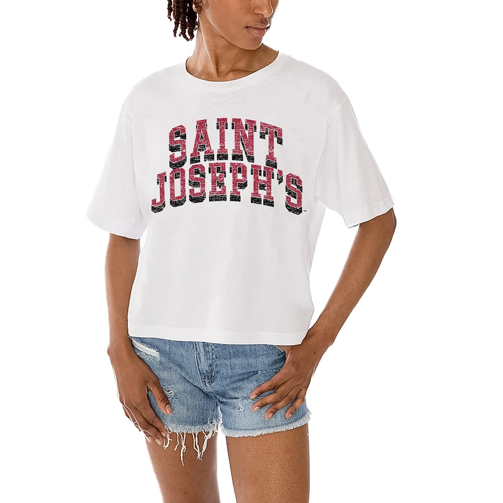 Women's Gameday Couture White Saint Joseph's Hawks Claim To Fame Boxy Cropped T-Shirt